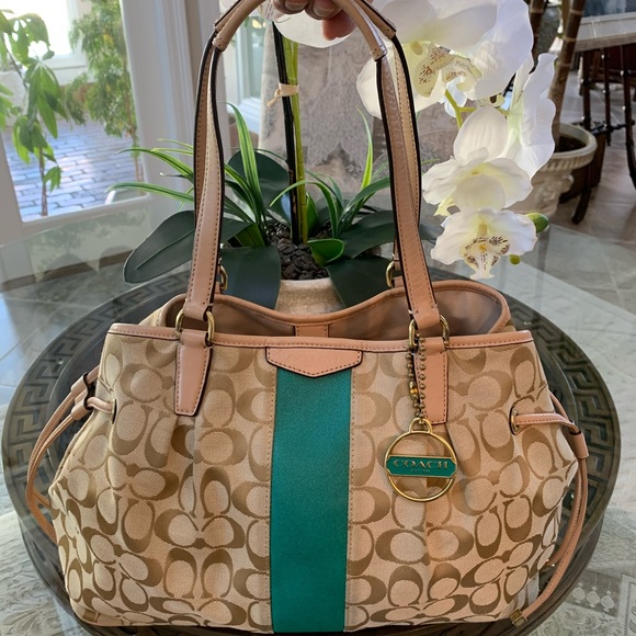 Coach Handbags - COACH SIGNATURE STRIPE TOTE